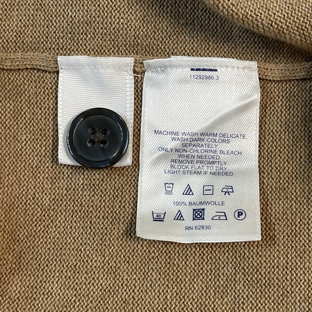 Lands End Cardigan Tan Grandpa V Neck Fine Gauge Cotton‎ Sweater Minimalist 2XL - Picture 7 of 12